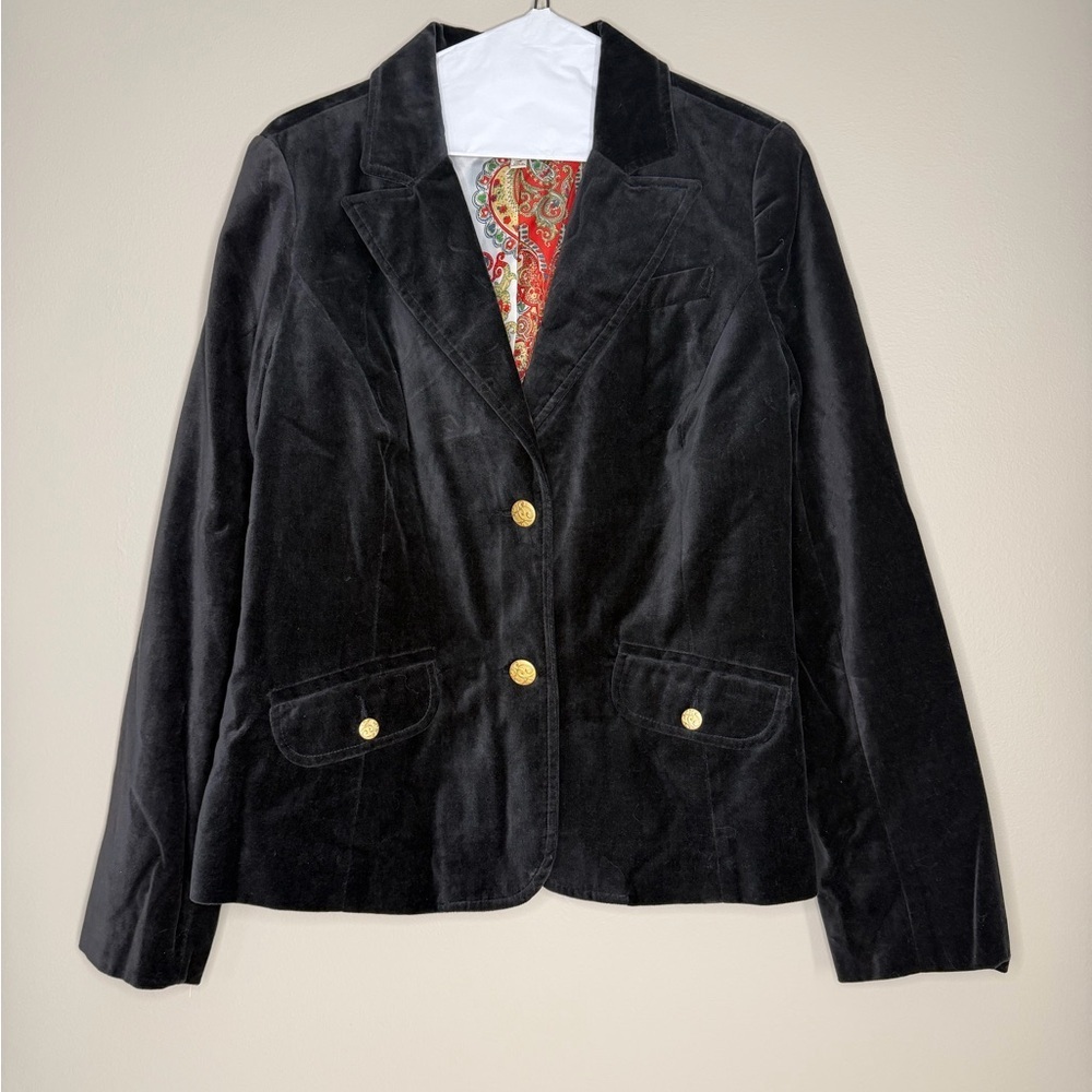 Old Navy Black Velvet Blazer with Gold Buttons